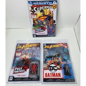 McFarlane Toys Page Punchers 3" BATMAN /SUPERMAN/Flash with‎ Flashpoint Comic's